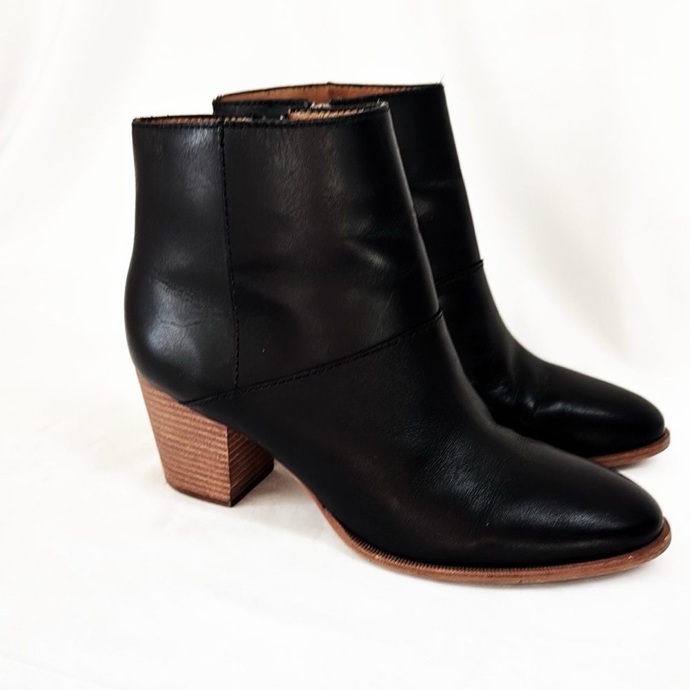 MADEWELL The Rosie Black Leather Ankle Boots Block Heels Size 9.5 EUC - Picture 3 of 10